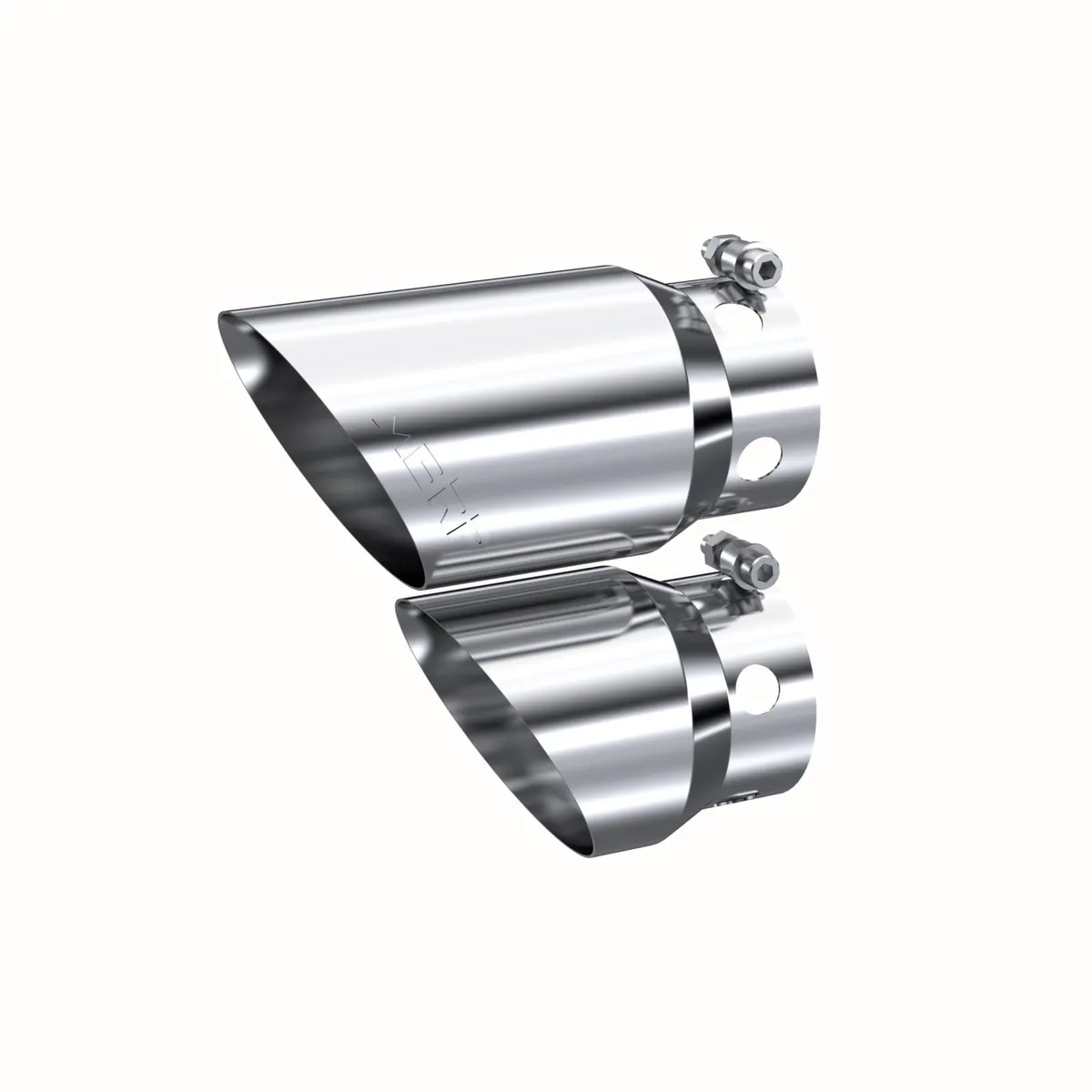 Armor Pro Exhaust Tip; Set of 2; 4 in. Inlet Diameter; 5 in. Outlet Diameter; 1-6.75 in. Length/1-9.75 in. Length; T304 Stainless Steel; Mirror Polished; product image