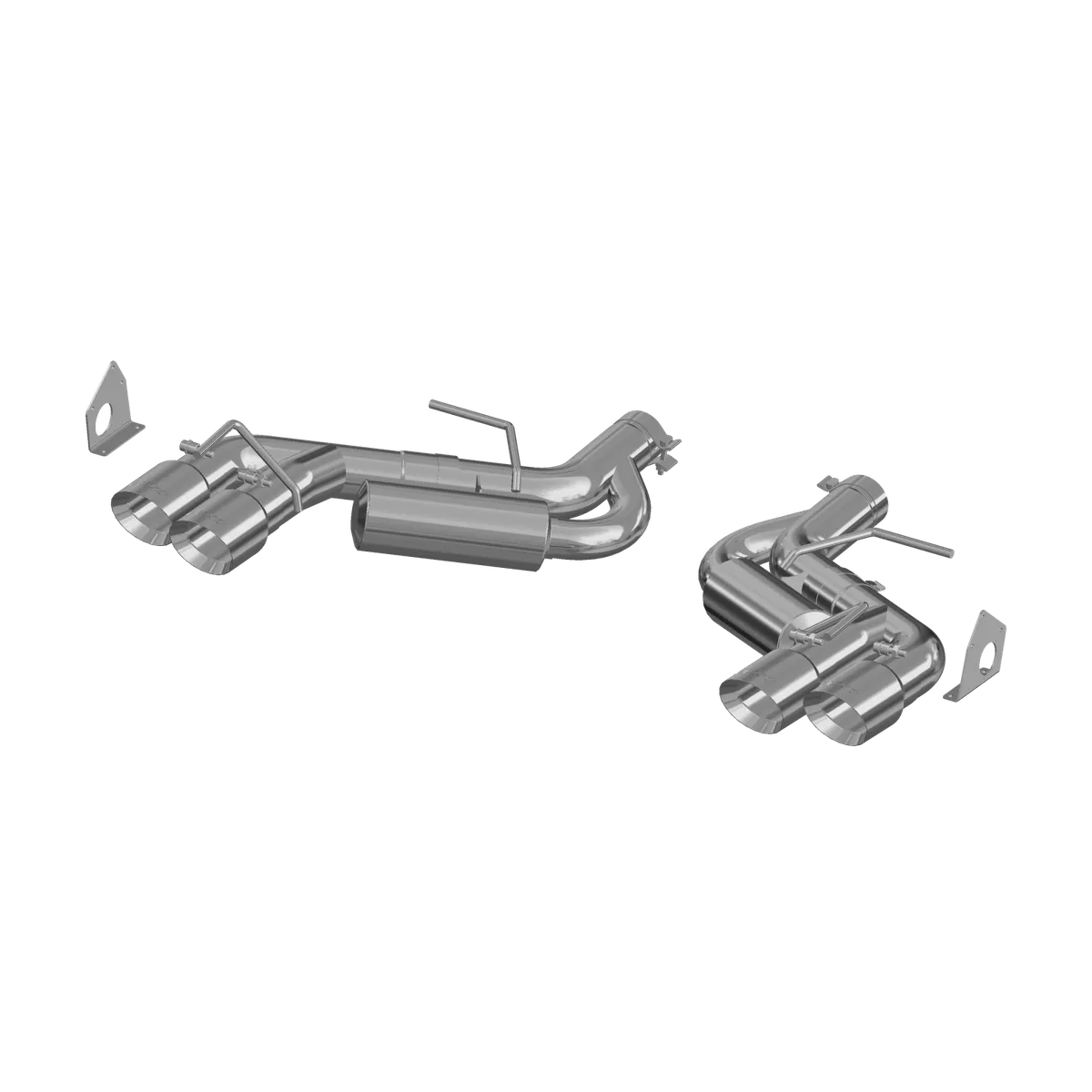 Armor Lite Axle Back Exhaust System; 3 in.; Incl. Ext. Pipe/Tailpipe/Hardware/Quad 4 in. Outlet Diameter Tips; Dual Split Rear Exit; Race Version; Aluminized; product image