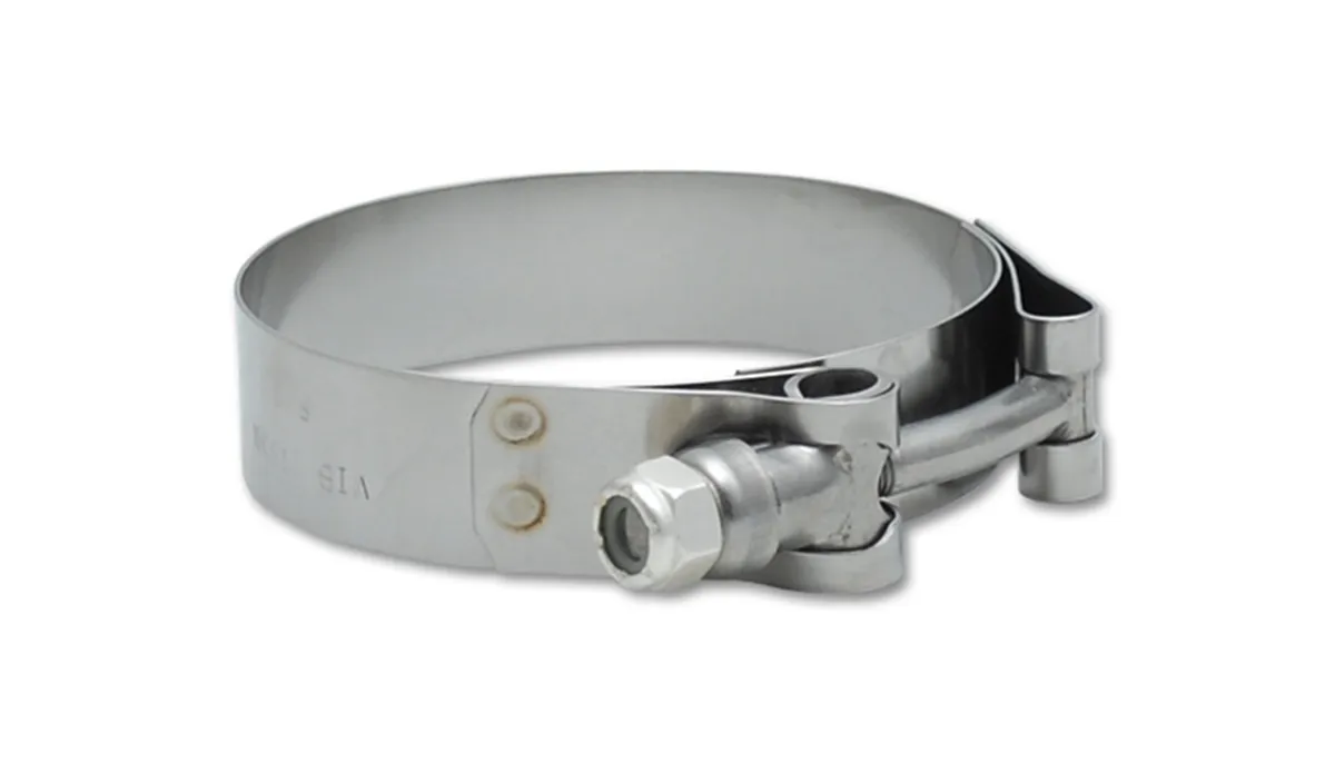T-Bolt Clamps; 1.89 in. To 2.1 in. Clamp Range; 1.625 in. Matching Hose ID; 304 Stainless Steel; Pack Of 2; product image