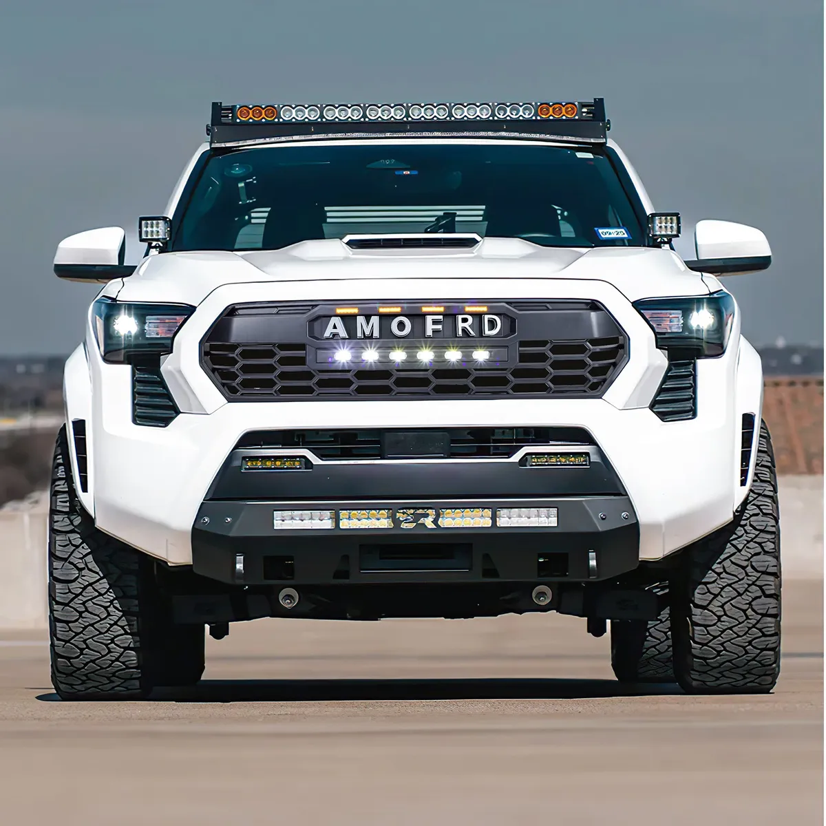 Trd Pro Style Front Grille w/ LED Off-Road Lights, Amber Lights And Diy Letters For 2024+ Toyota Tacoma- Matte Black | in Stock on Apr 30 product image