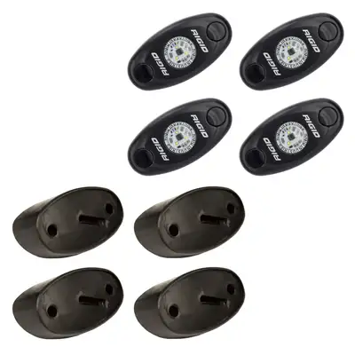 RIGID Industries RIGID A-Series LED Universal Rock Light Kit, High Power Red, Set Of 4