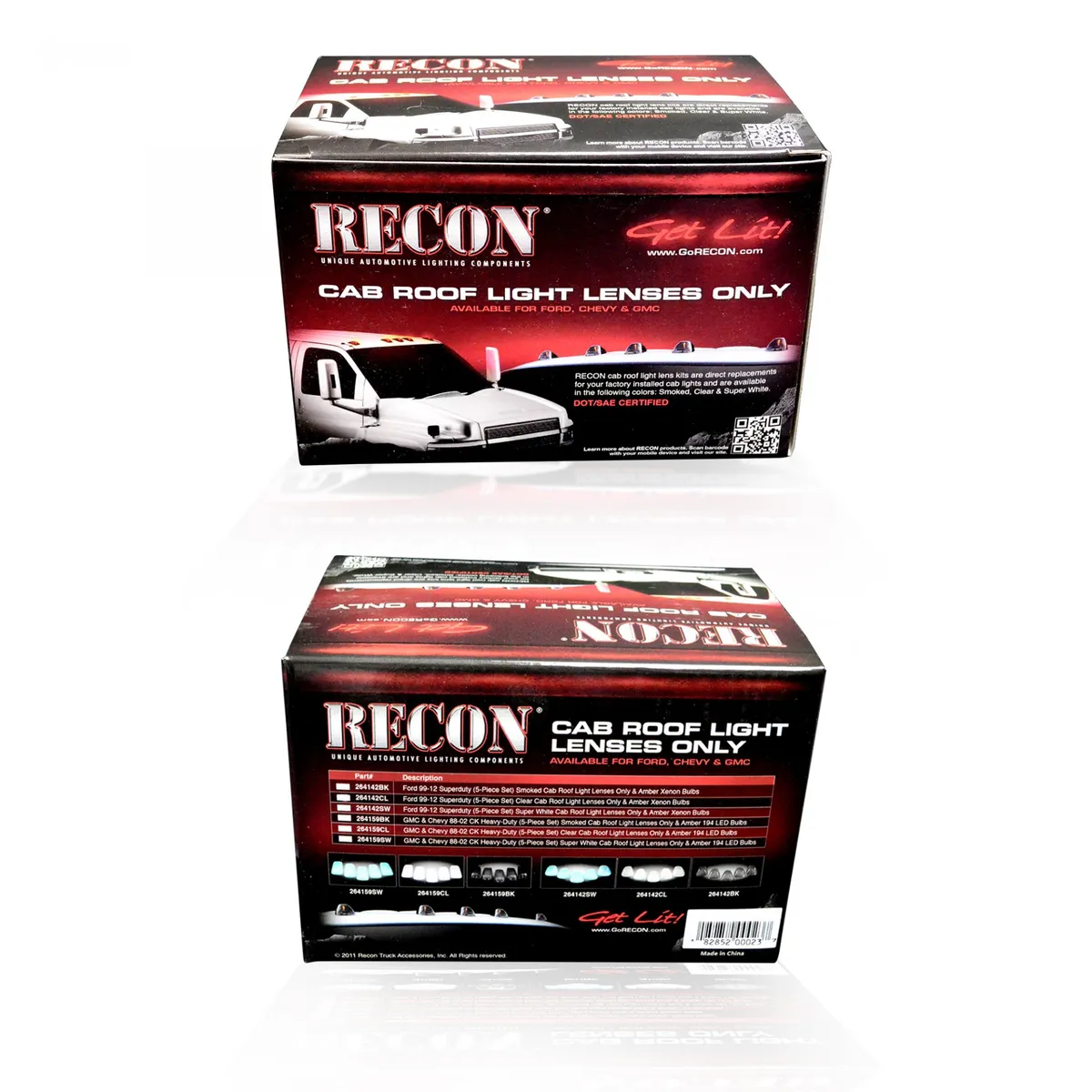 Ford Super Duty 99-16 5 Piece Cab Lights Amber Xenon Bulbs with Smoked Lens - (Attn: This cab light kit replaces OEM factory installed Ford 99-16 cab roof light lenses) product image