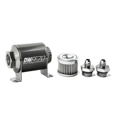 DeatschWerks -6AN, 10 micron, 70mm In-line fuel filter kit