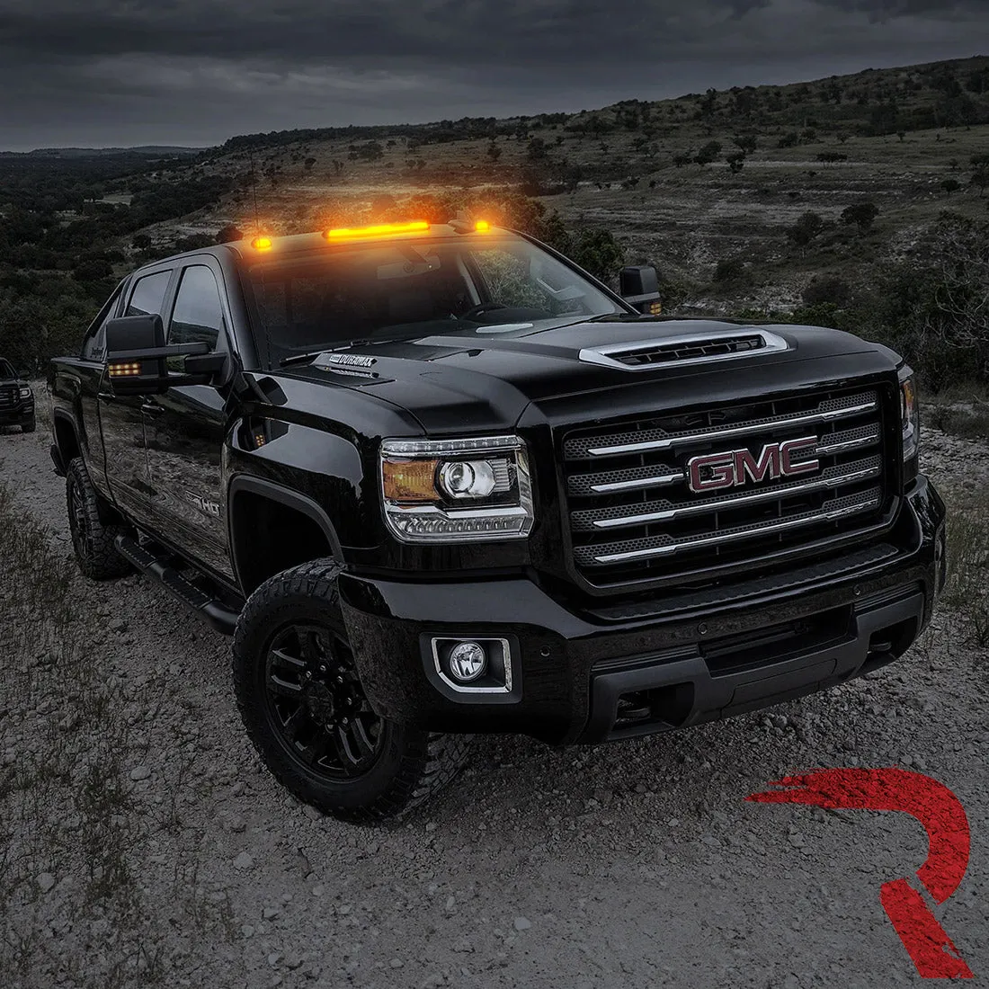 Gmc Chevy 20-23 4th Gen Body Style Heavy-Duty 3-Piece Set Amber Cab Roof Light Lens With 2-Way Forward Rear Facing Amber Ultra High-Power Leds - Includes Complete Wiring Kit For Installation on Truck That Did Not Come With OEM Installed Cab Roof product image