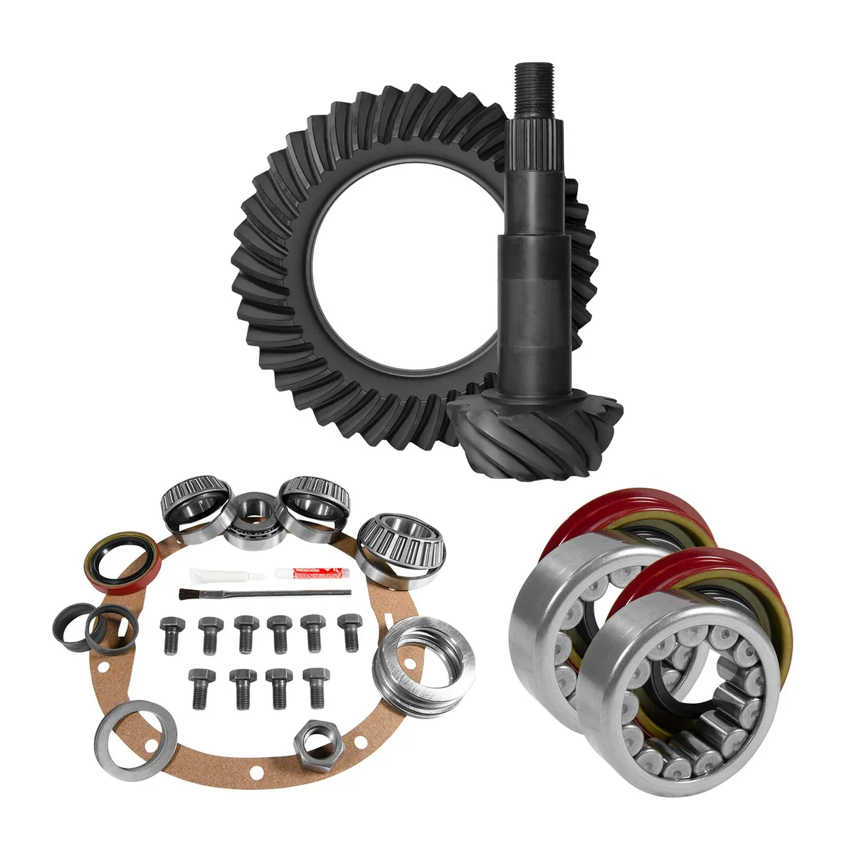 8.5 Inch GM 3.42 Rear Ring & Pinion Install Kit Axle Bearings 1.625 Inch Case Journal 8.5 Inch GM 3.42 Rear R&P Gear/ Install Kit Package W/ 1.625 Inch Carrier Journal& Ak C10 '88-'98 Trk & Suv Yukon Gear product image