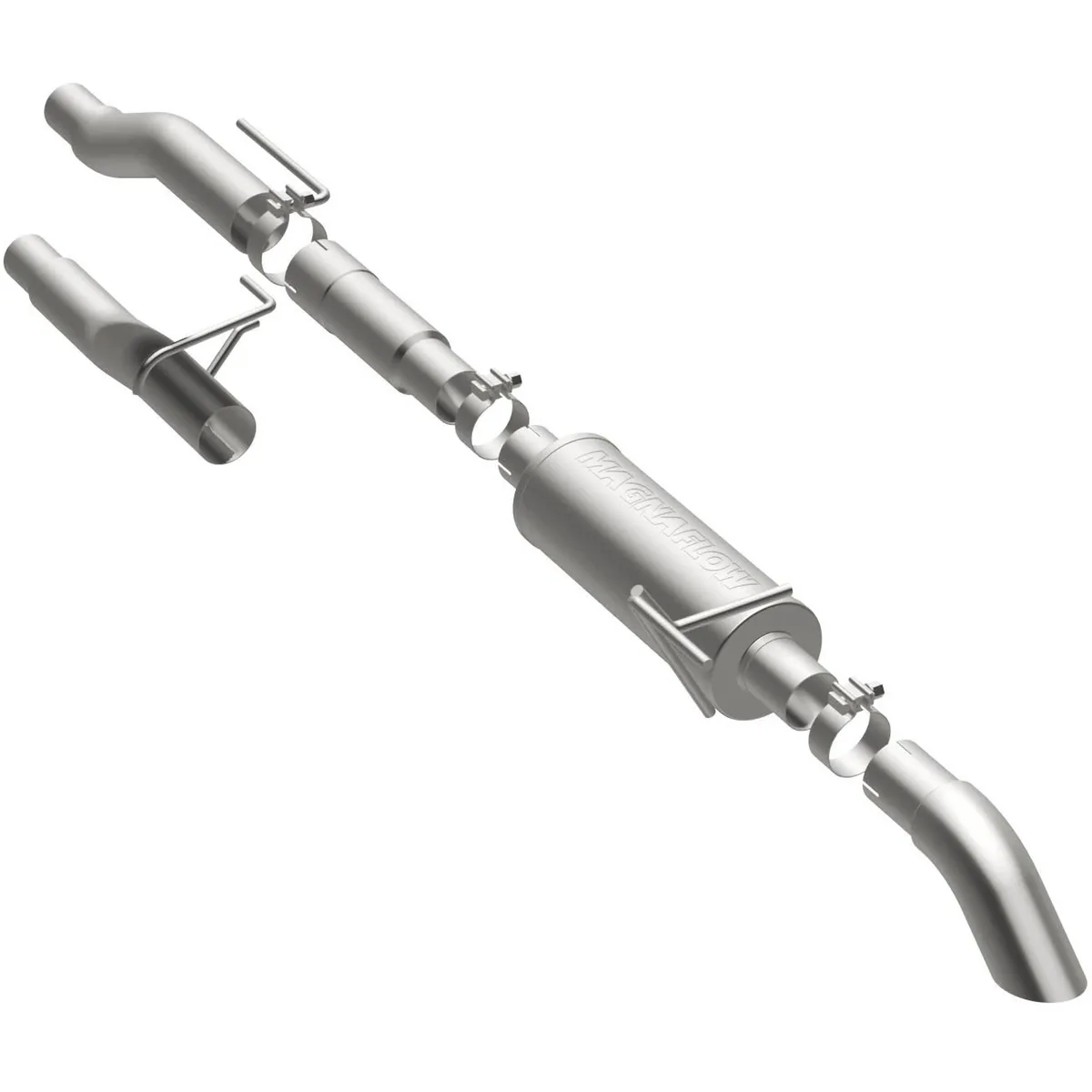 MagnaFlow Exhaust Products 04-10 Ford F-150 CC/EC 4.6/5.4 Cat-Back System featuring 3in stainless steel piping and a 3in stainless steel Turn Down tip