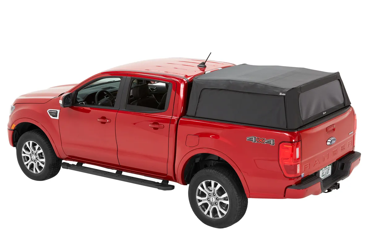 Supertop Truck Bed Cap 2 For Ford 2019-2024 Ranger 5.0 Foot Black Diamond PVC Coated Sailcloth No Drill Bestop product image