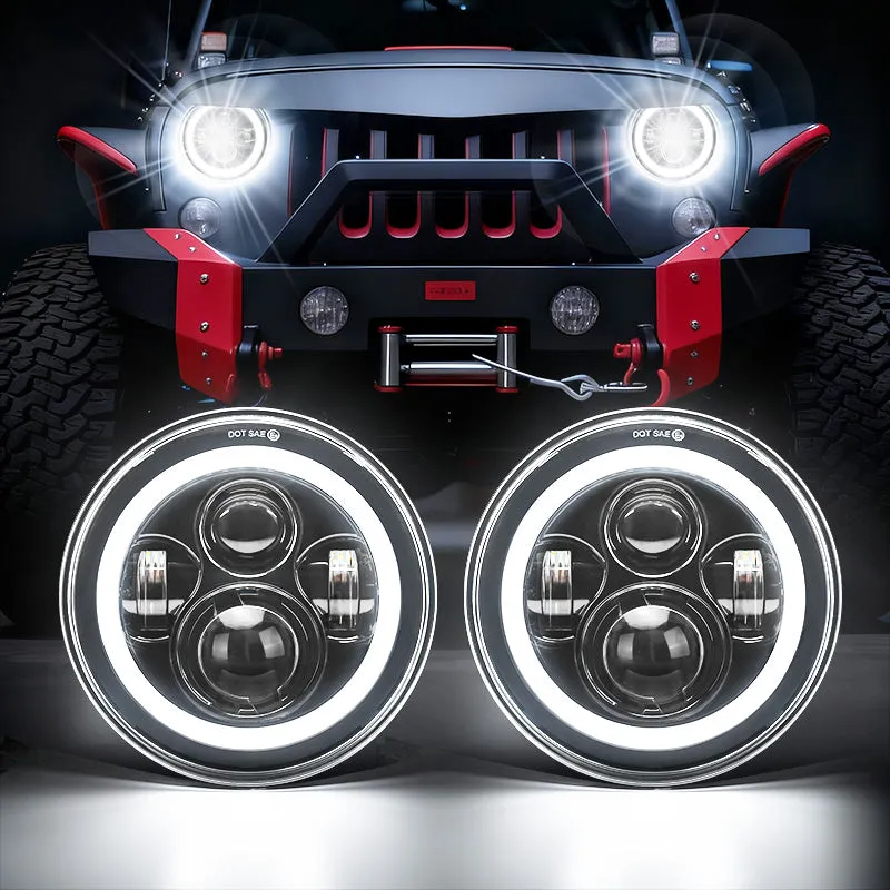 Best Seller Jeep Wrangler LED Headlights with Halo DRL & Turn Signals for 1997–2018 JK CJ TJ product image