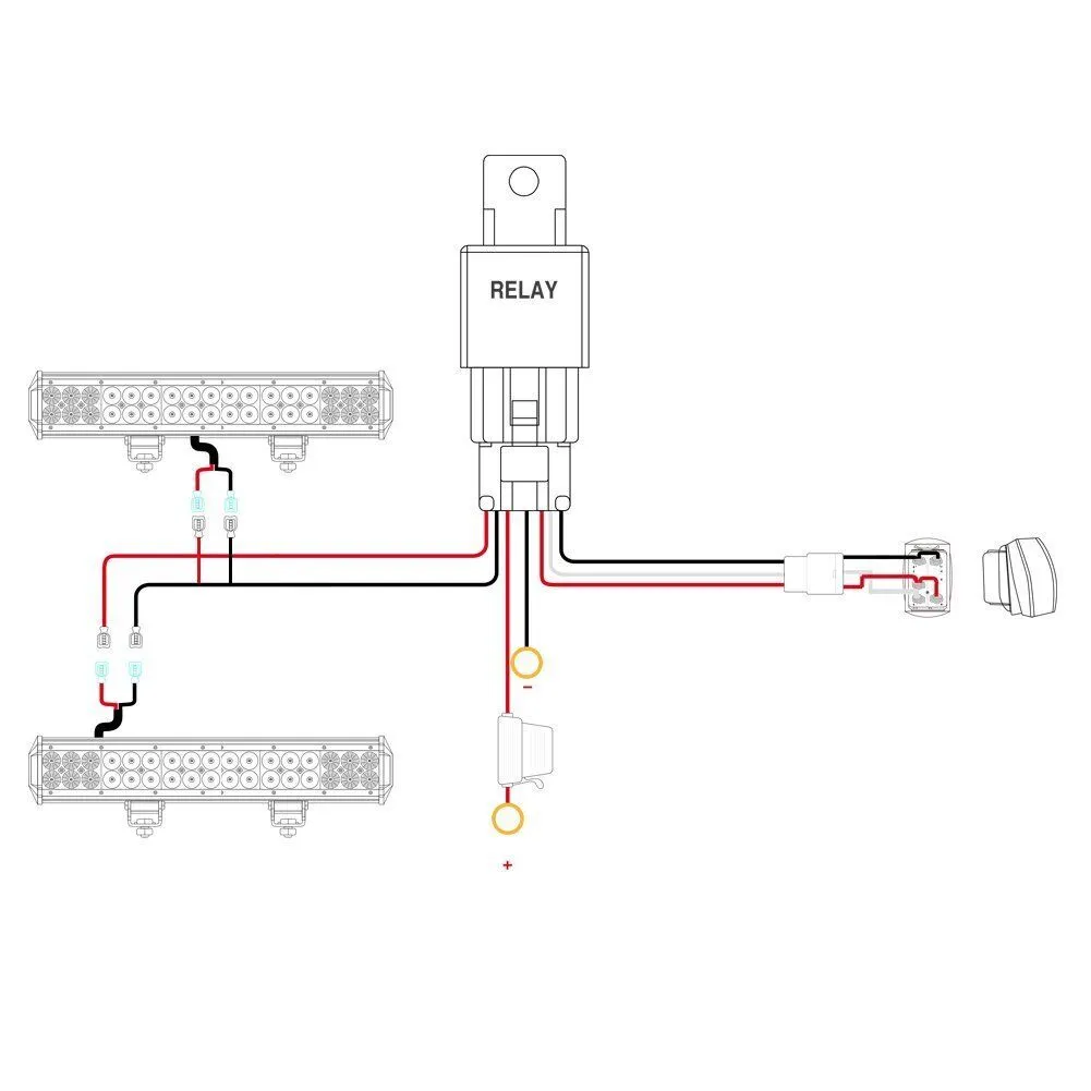 LED Light Bar Wiring Harness Kit (2 Leads 16awg) With Fuse 12v 40a Relay 3/4" On/Off Switch product image
