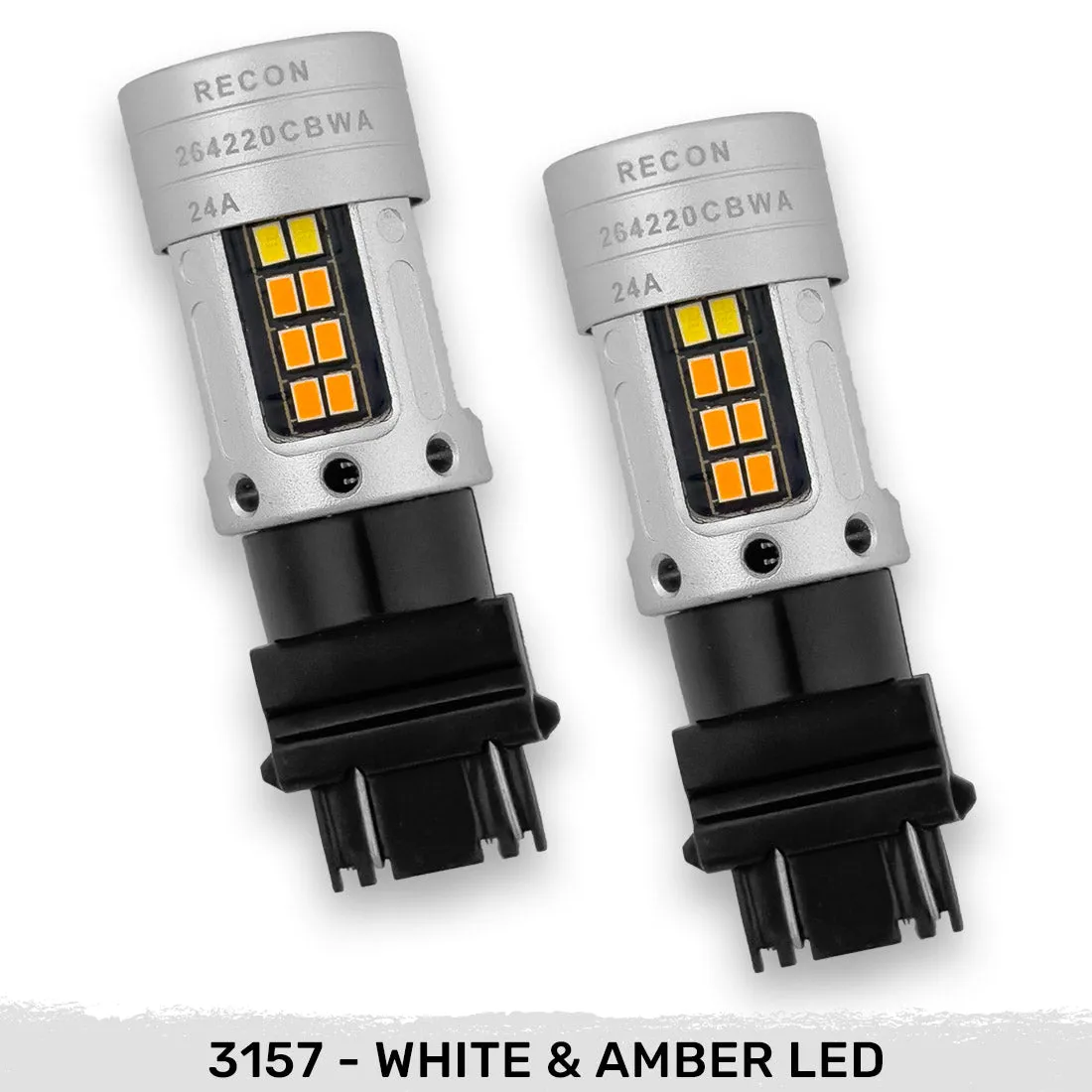 3157 Dual Color Switchback LED Bulbs w White Running Lights Amber Turn Signals Can Bus Compatible Eliminates Hyper Flash - White Amber Two Bulbs Per Package product image