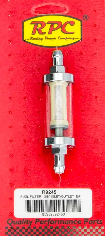 Racing Power Company 5/16in Chrome/Clear Fuel Filter