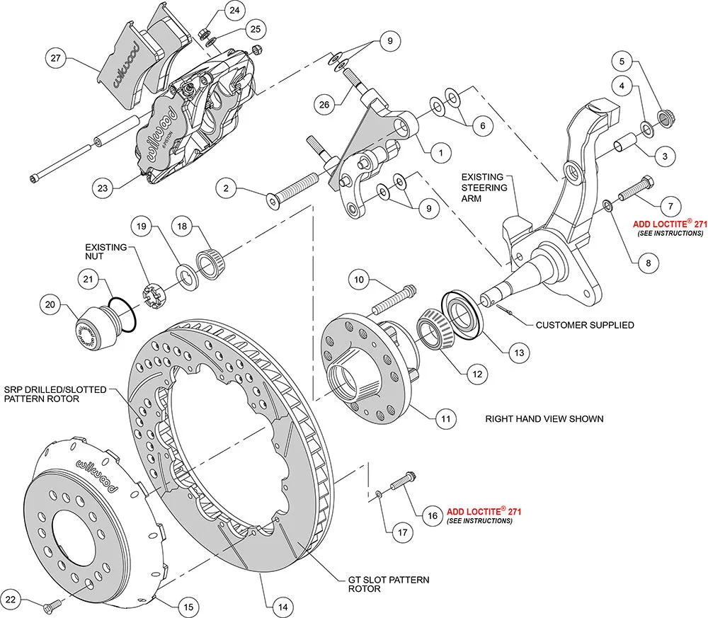 1957 - 1968 Edsel, Ford, Mercury Forged Narrow Superlite 6R Big Brake Front Brake Kit (Hub) - 140-13630 product image