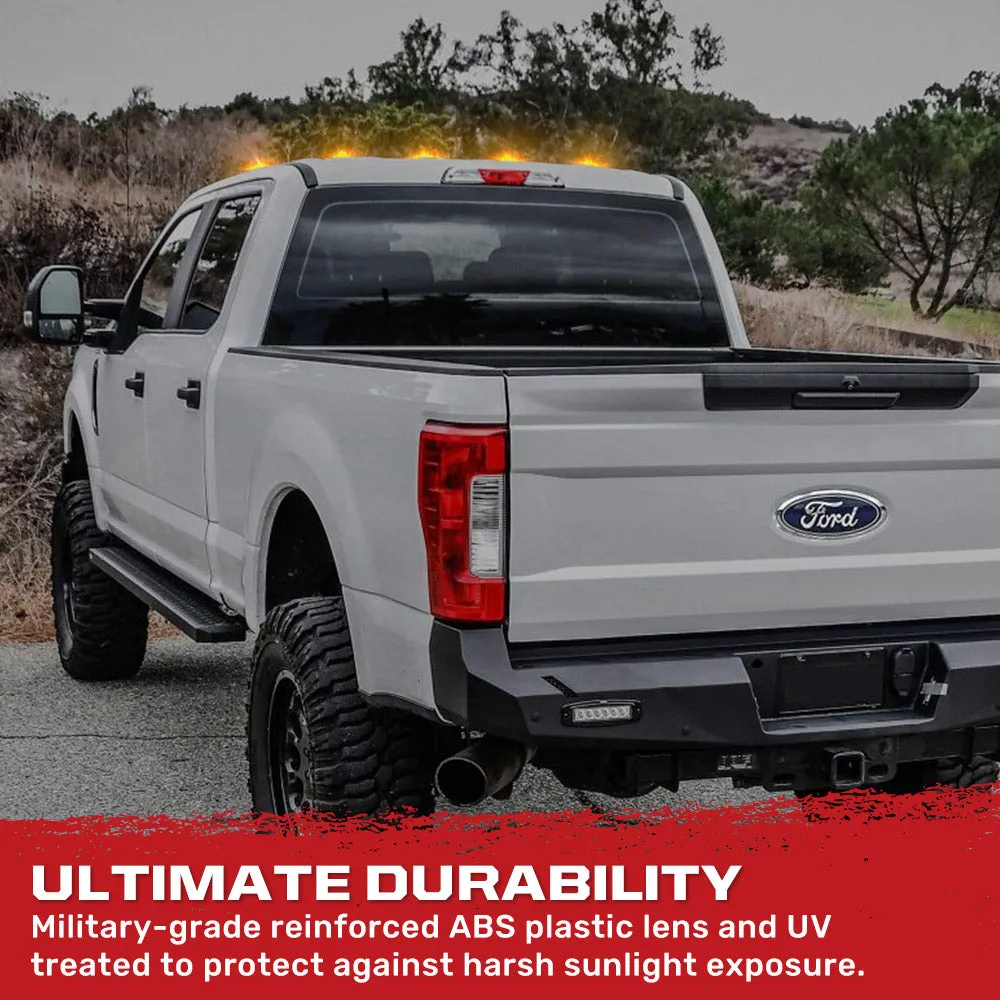 Ford 17-23 Superduty 5-Piece Set Clear Cab Roof Light Lens With 2-Way Forward Rear Facing White Ultra High-Power Leds - Attn This Cab Light Set is For a Fresh Install on a Truck That Did Not Come With OEM Cab Roof Lights no Square Hole Required - on product image
