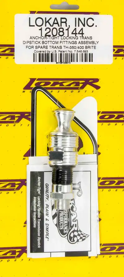Lokar Anchor Tight Transmission Dipstick Bottom Fitting Assembly; For Spare TH-350/400 Trans; Brite Finish;