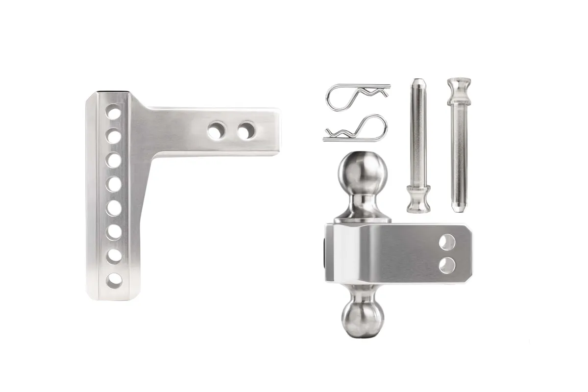 2.0" Aluminum Medium Duty 4" Drop/Rise Hitch w/ Stainless Steel Dual Ball product image