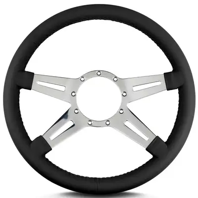Lokar Lecarra Mark 9 Elegante Steering Wheel; Black; Polished Spokes; 14 in. Standard Grip;