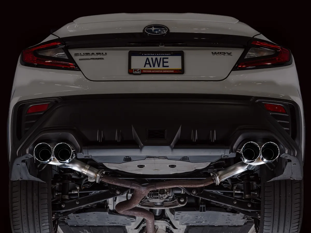 AWE Track Edition Axleback Exhaust for VB Subaru WRX - Diamond Black Tips 3020-43424 product image