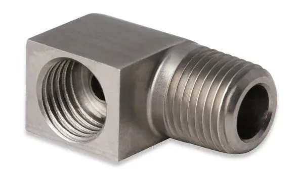 Earl's Hardline Adapter - 90 Degree Stainless Steel - 1/8" NPT Male to 3/8"-24 Inverted Flare Female. product image