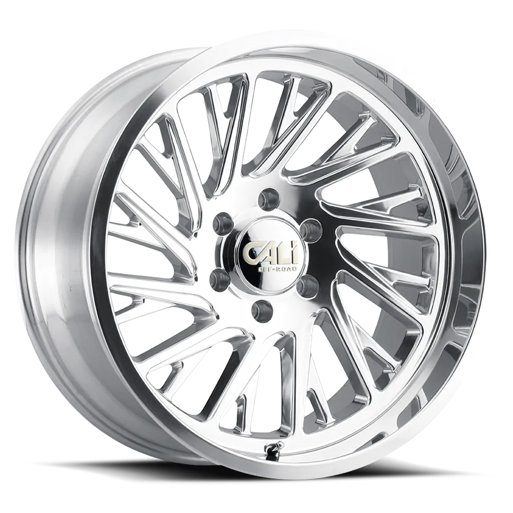 Cast Aluminum Wheels Purge 9114 PO 20x10 Milled Spokes Polished Silver 8 On 165.1 Bolt Pattern -25 Offset Cali Offroad Wheels product image