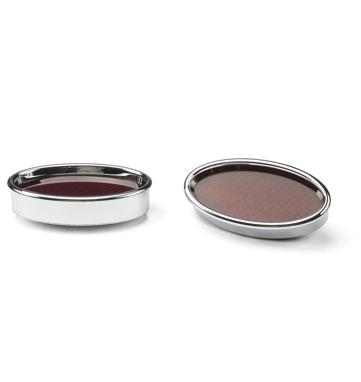 LED Taillights; X-Large; Oval; Outer Bezel Measures 3 in. x 6.5 in.; Billet Aluminum; Chrome; Pair; product image