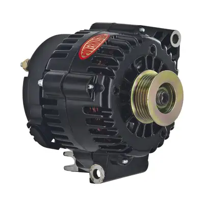 Power Master Alternator; AD230; Offset 2 in. Spools; 165 Amp; 100 Idle; Black;