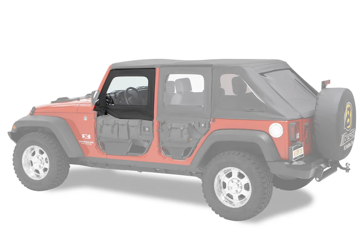Jeep Half Doors HighRock 4x4 Element Upper Fabric Half Doors For Jeep 2007-2018 Wrangler JK Front Black Diamond Pair Bestop product image