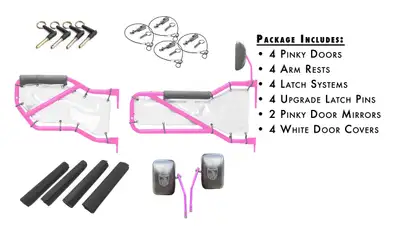 Steinjager Doors 2007-2018 Trail, Tubular Style Kit, Front and Rear Pinky Doors - White Covers