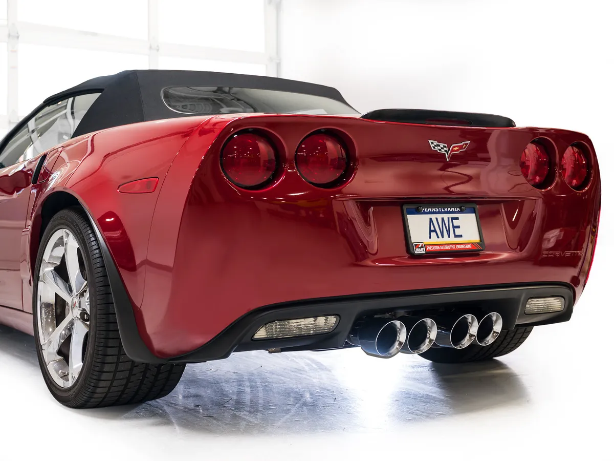 AWE Touring Edition Axleback Exhaust for C6 Chevrolet Corvette 6.2L (2009-2013) - Chrome Silver Tips 3015-42662 product image