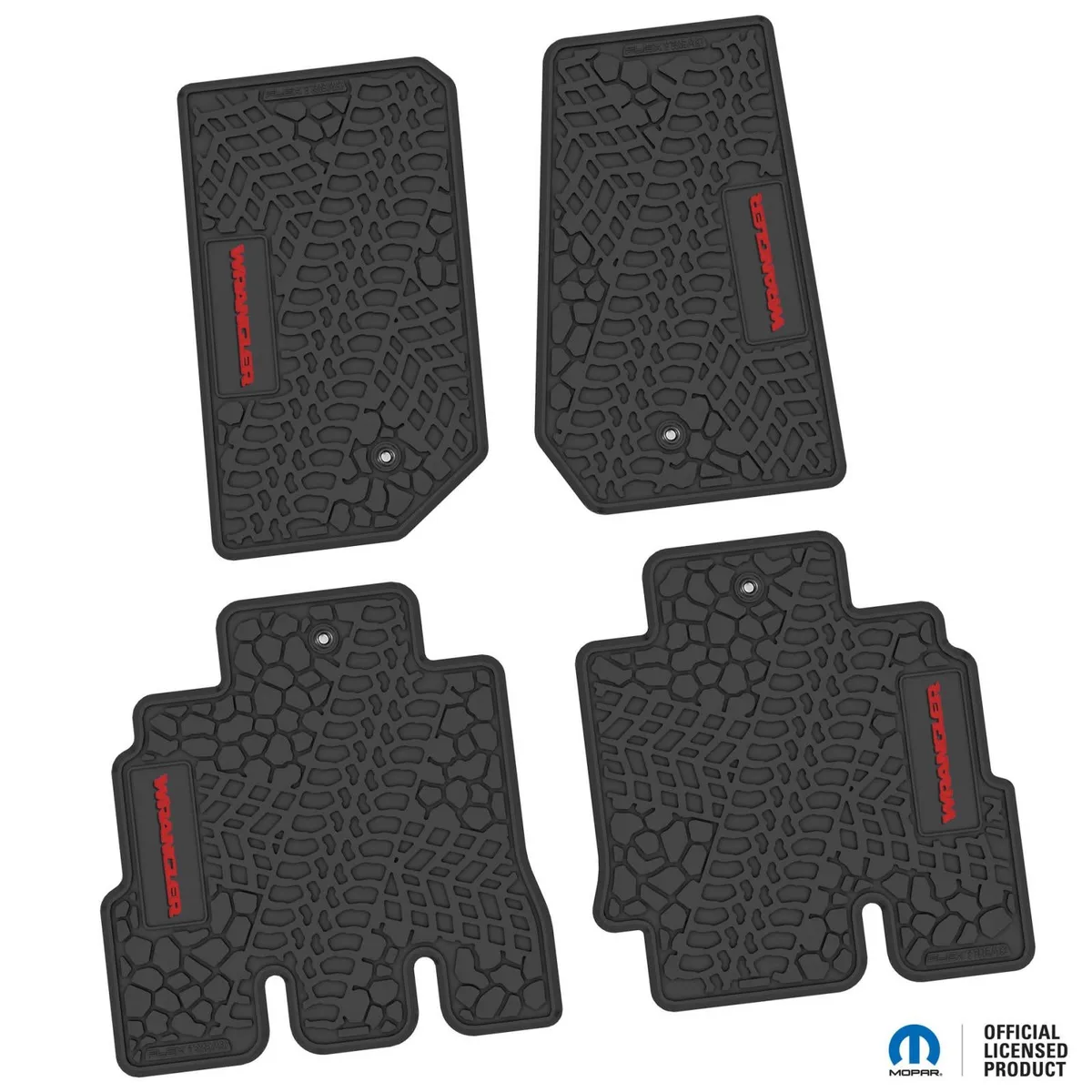 07-13 Jeep JKU 4 Dr Front and Rear -Tire Tread/Scorched Earth Scene w/ Wrangler Insert - Black w/ Red Insert product image