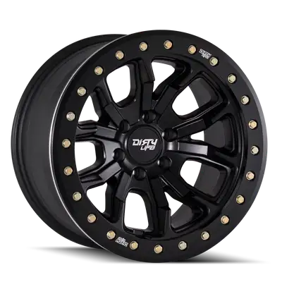 DIRTY LIFE Dirty Life DT-1 9303 Series Beadlock Wheel 17x9 5x5 12mm Offset Matte Black - JT/JL/JK