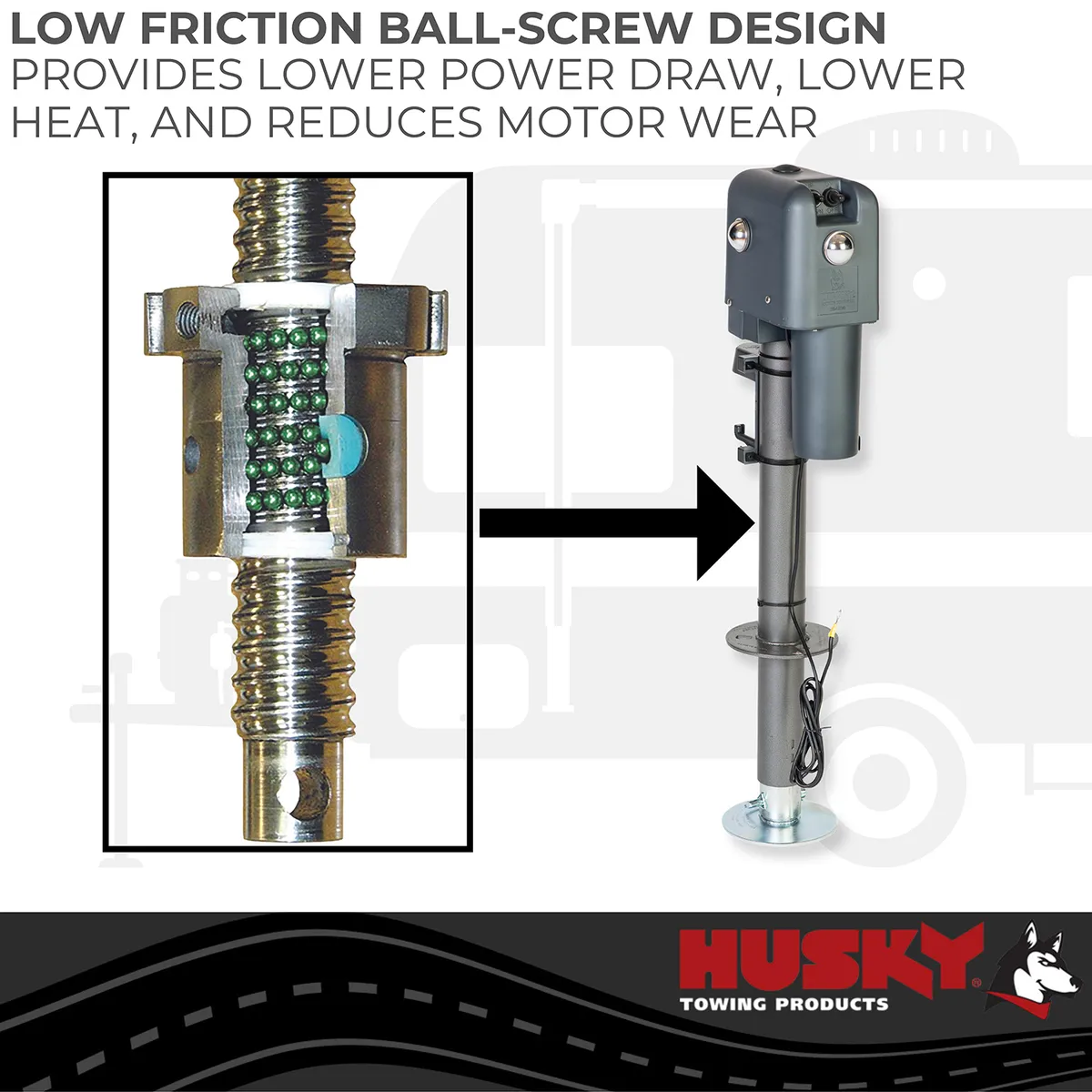 Husky Towing 87247 Elect 4500 LB Cap 18 Travel With 6 Drop Down Leg 3 St& LEDS W/O Remote Slvr product image