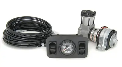 Ridetech On-Demand 2 Way Compressor Kit W/ Analog Gauge Model 215 Compressor Control Panel W/ 2 Switches And Dual Needle Gauge Airline And Fittings Ridetech
