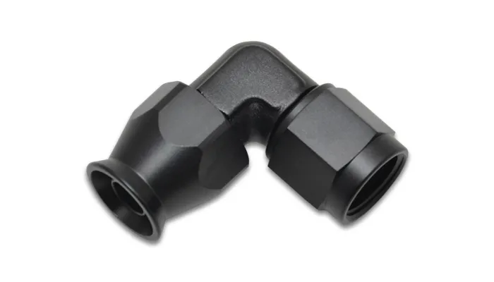 Vibrant Performance 90 Degree Hose End Fitting; -8AN; 6061 Aluminum; Black Anodized; Tight Radius Forged;