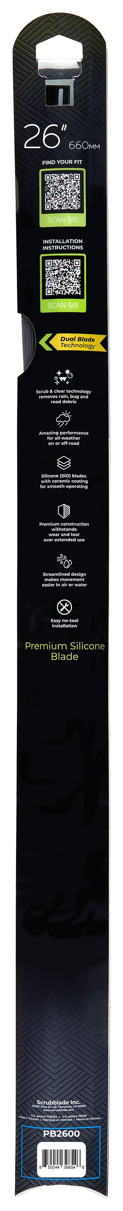 Scrubblade Scrubblade - 26 650mm Black Edition Silicone Wiper Blade - PB2600