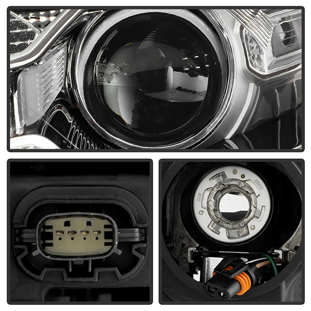 1416 Grand Cherokee LED Light Bar Projector Headlights Left And Right Chrome product image