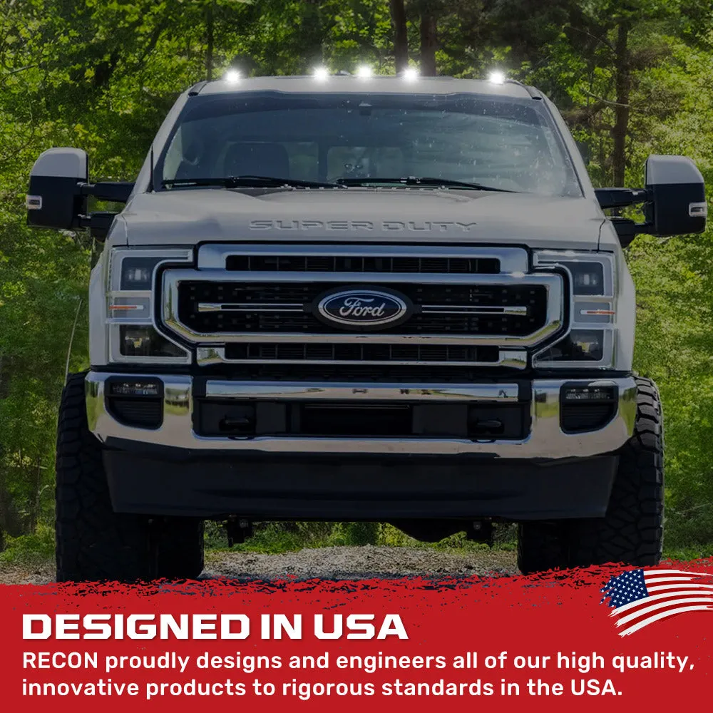 Ford 17-23 Superduty 5-Piece Set Clear Cab Roof Light Lens With 2-Way Forward Rear Facing White Ultra High-Power Leds - Attn This Cab Light Set is For a Fresh Install on a Truck That Did Not Come With OEM Cab Roof Lights no Square Hole Required - on product image