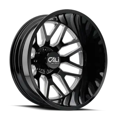 Cali Offroad Dually Wheels Invader Dually 9115D GB-M 22x8.25 Milled Spokes Gloss Black 8 On 200 Bolt Pattern -192 Offset Cali Offroad Wheels
