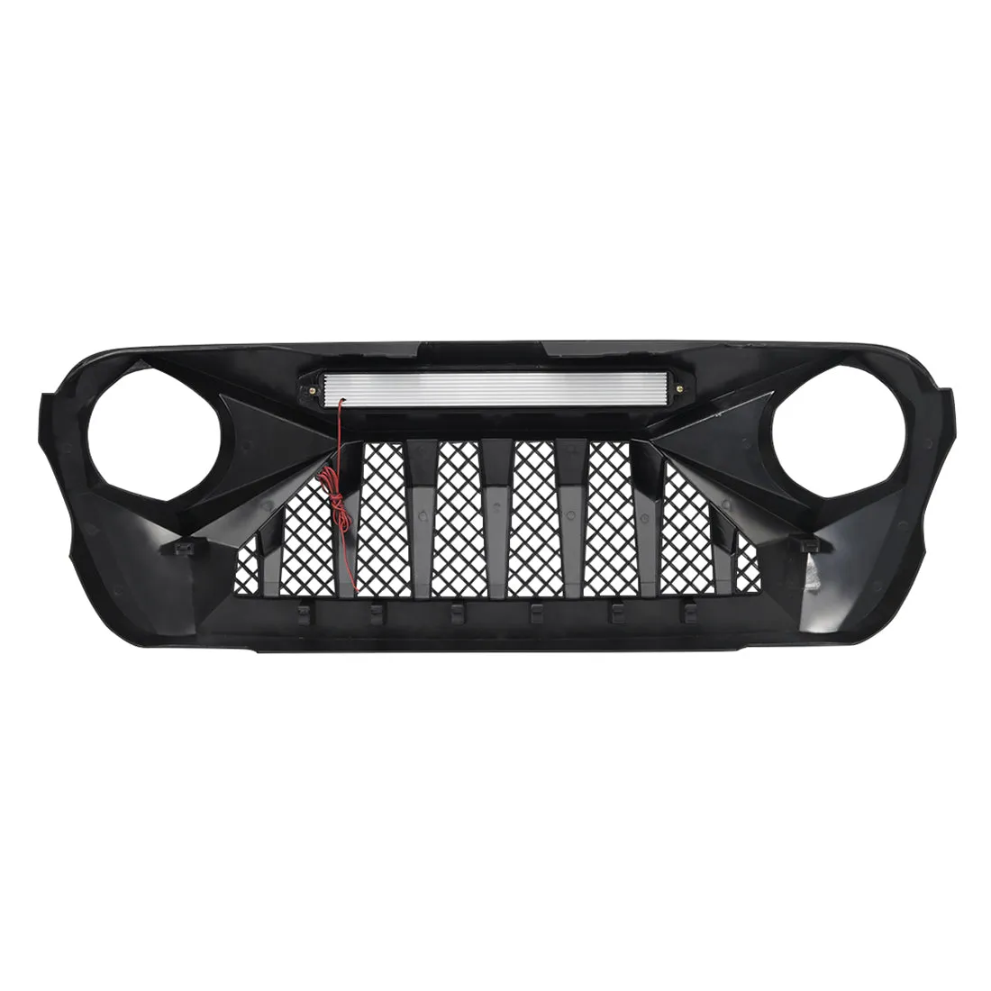 Demon Grille W/ Led Off-Road Lights - Glossy Black For 18+ Jeep Wrangler JL & Gladiator JT W/ O Trailcam product image