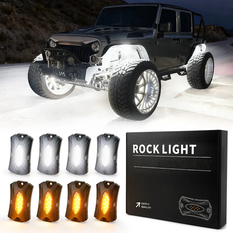High-Bright Waterproof LED Rock Lights Kit White & Amber Switchback product image