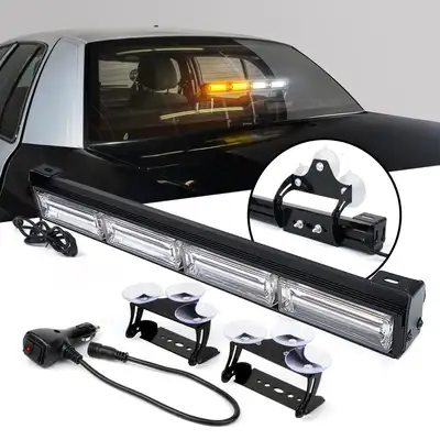Xprite 18" Traffic Advisor Strobe Light Bar with Suction Cup Brackets | Vigilante Series