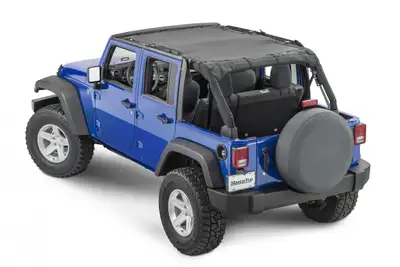 MasterTop Jeep JK Mesh Bimini Top ShadeMaker Plus For 07-18 Wrangler JK 4 Door Black MasterTop
