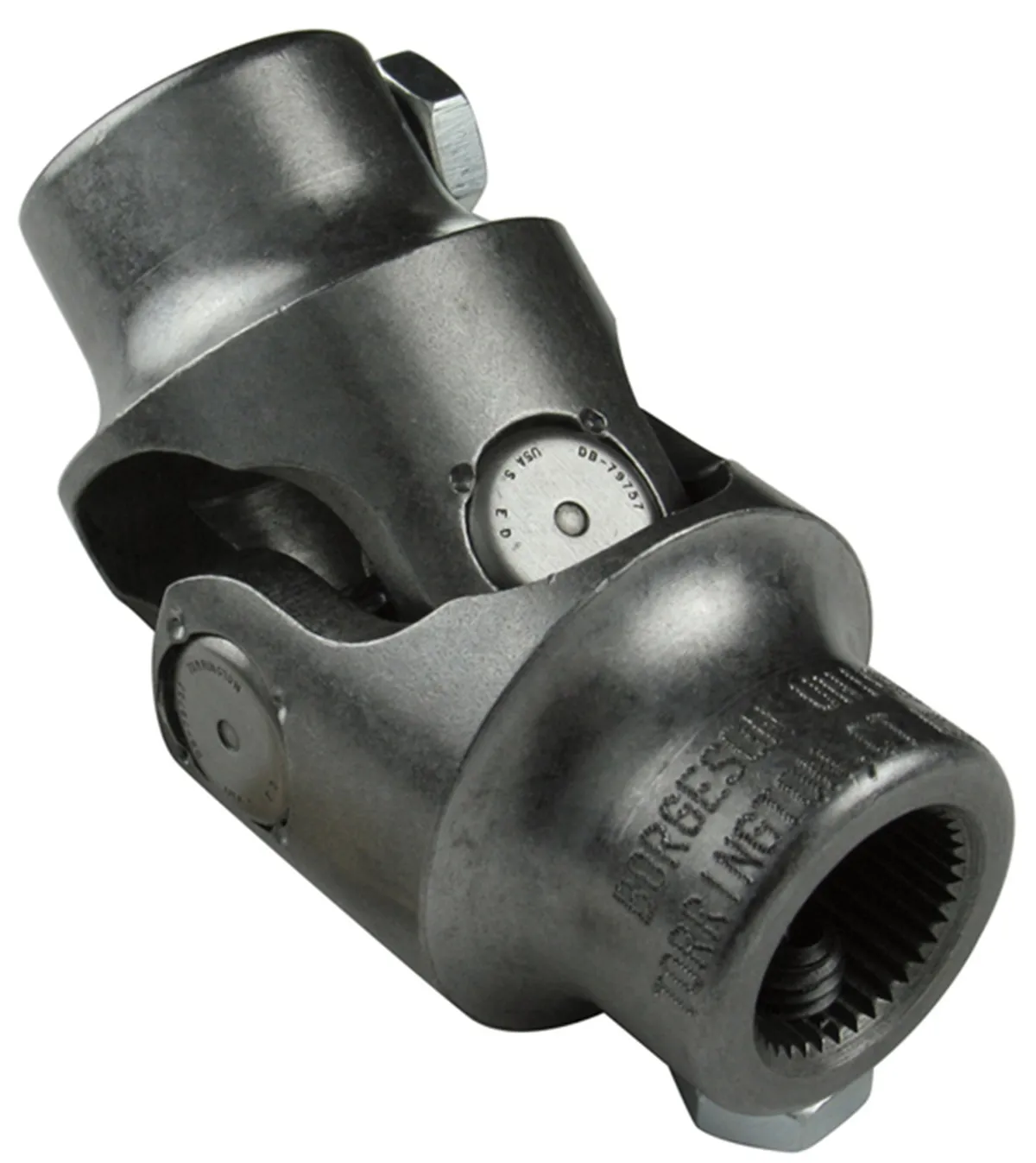 Borgeson - Steering U-Joint - P/N: 013452 - Steel single steering universal joint. Fits 3/4 in.-36 Spline X 1 in. Double-D. product image
