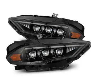 AlphaRex LED Projector Headlights Alpha-Black w Activation Light Sequential Signal Switchback DRL