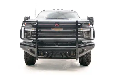Fab Fours Black Steel Front Ranch Bumper; w/Full Guard And Tow Hooks; Steel; Black;
