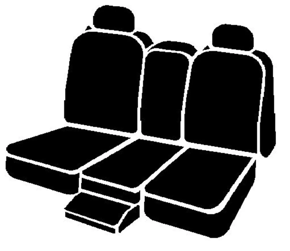 Wrangler™ Solid Seat Cover; Saddle Blanket; Black; Split Seat; 40/20/40; Rem. Headrest; Side AirBags; Cntr Armrest/Storage; Cntr Cush Comp w/Molded Plastic Org.; product image
