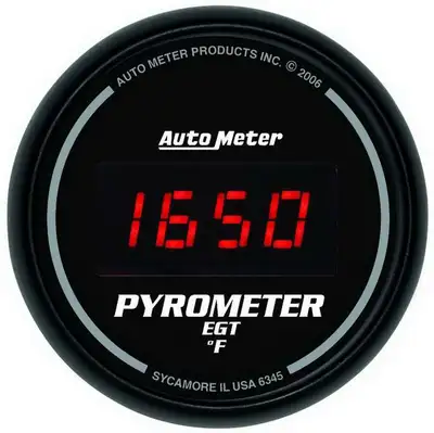 AutoMeter Gauge, Pyrometer (EGT), 2 1/16", 1600?F, Digital, Black Dial w/ Red LED