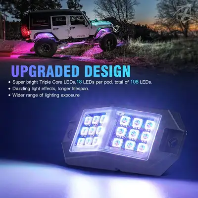 Xprite Rgbw Jeep Rock Lights – Bluetooth Off-Road Underglow LED Lights For Truck, UTV & ATV | Xprite