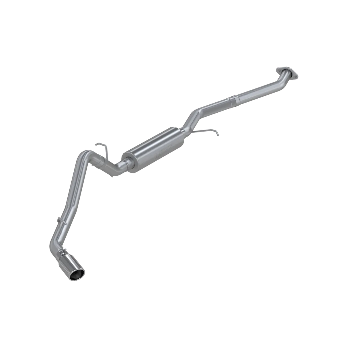 Armor Plus Cat Back Exhaust System; 3 in.; Incl. Extension Pipe/Mid Pipe/Muffler/Over Axle Pipe/Tailpipe/Hardware/4 in. OD Tip; Single Side Exit; T409 Stainless Steel; product image