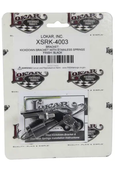 Lokar Kickdown Bracket; Fits Holley/Edelbrock/AFB/Quadrajet/;Incl. Return Springs/Tension Set Screw; Stainless Steel; Black Finish;
