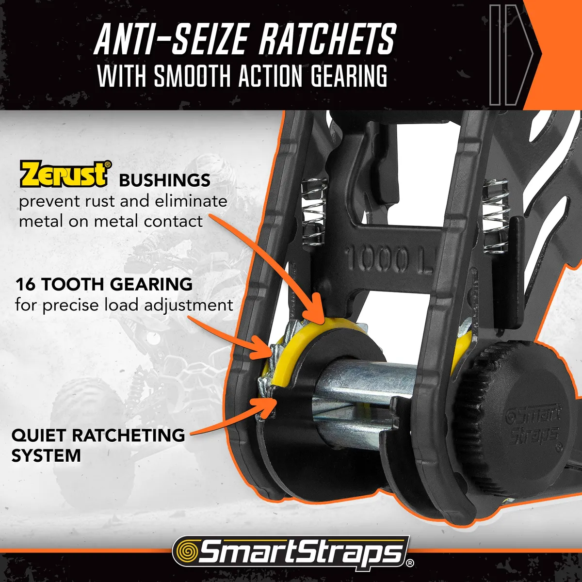 14ft 3000lb Tactical Ratchet Tie Down 4 pk Orange product image